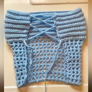 Light blue handmade crochet top.